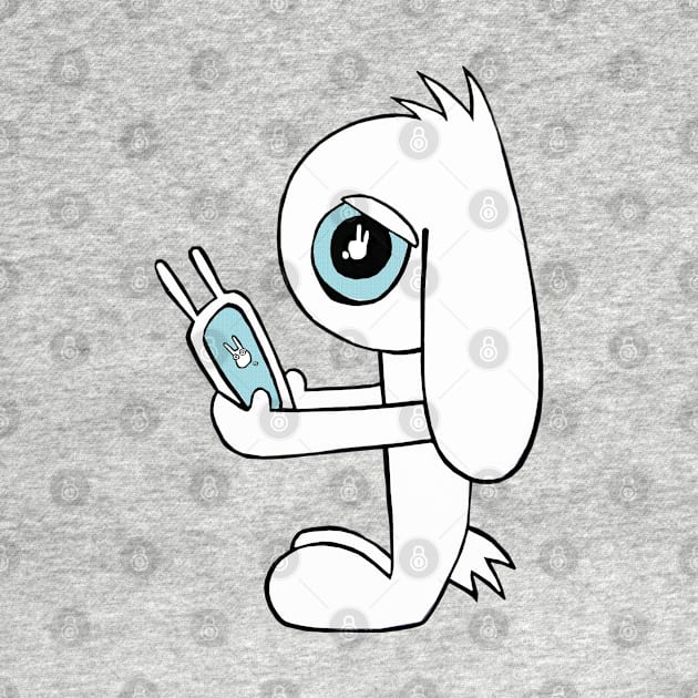 Tech Addict Lop Bunny with Ear Mobile Phone by badlydrawnbabe